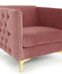 Fauteuil Joshua Velours Rose