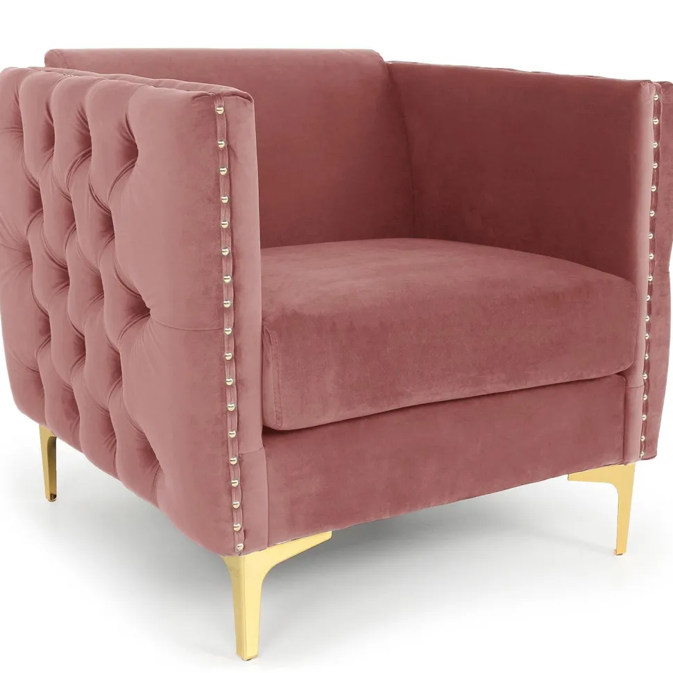 Fauteuil Joshua Velours Rose