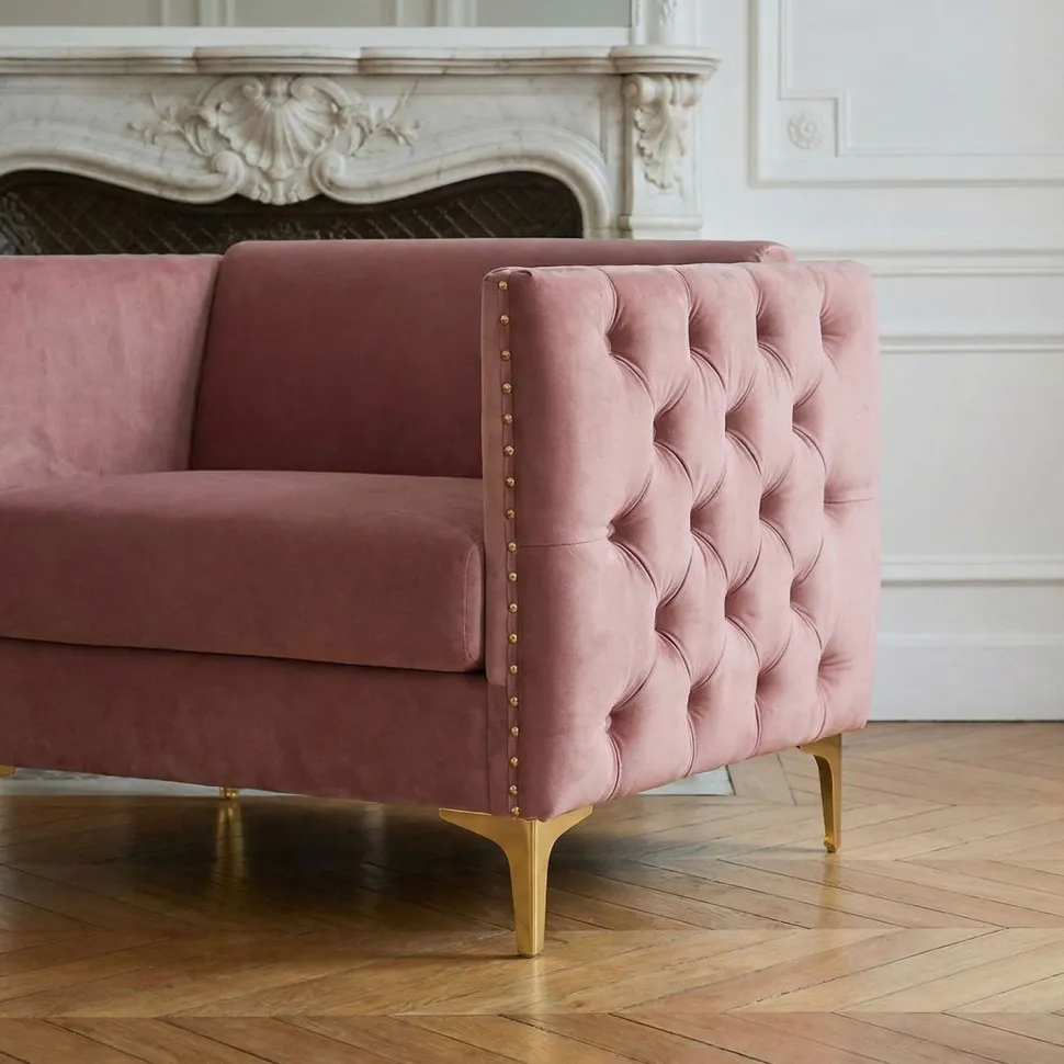 Fauteuil Joshua Velours Rose