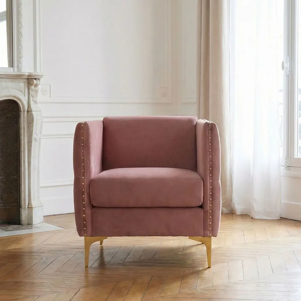 Fauteuil Joshua Velours Rose