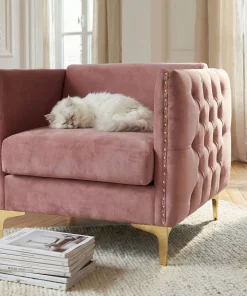 Fauteuil Joshua Velours Rose