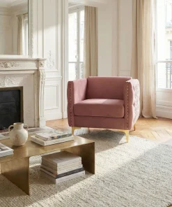Fauteuil Joshua Velours Rose