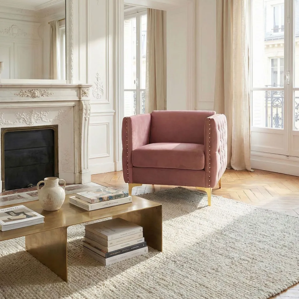 Fauteuil Joshua Velours Rose