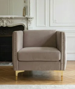 Fauteuil Joshua Velours Taupe