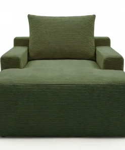 Fauteuil lounge style méridienne Rodin Velours côtelé Vert