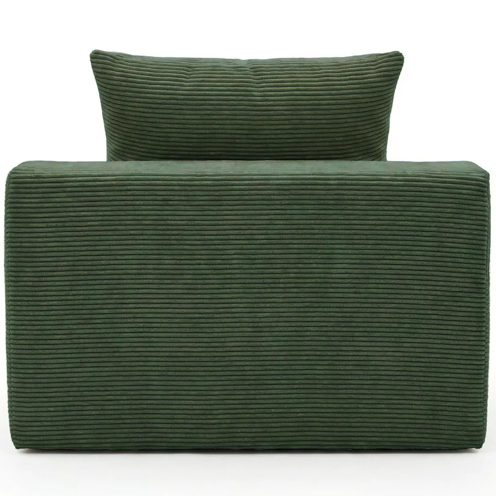 Fauteuil lounge style méridienne Rodin Velours côtelé Vert