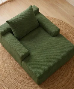 Fauteuil lounge style méridienne Rodin Velours côtelé Vert