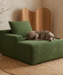 Fauteuil lounge style méridienne Rodin Velours côtelé Vert
