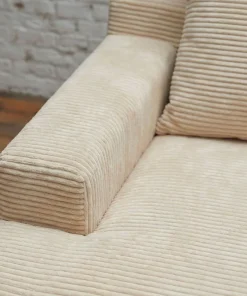 Fauteuil lounge style méridienne Rodin Velours côtelé Beige