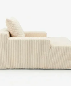 Fauteuil lounge style méridienne Rodin Velours côtelé Beige