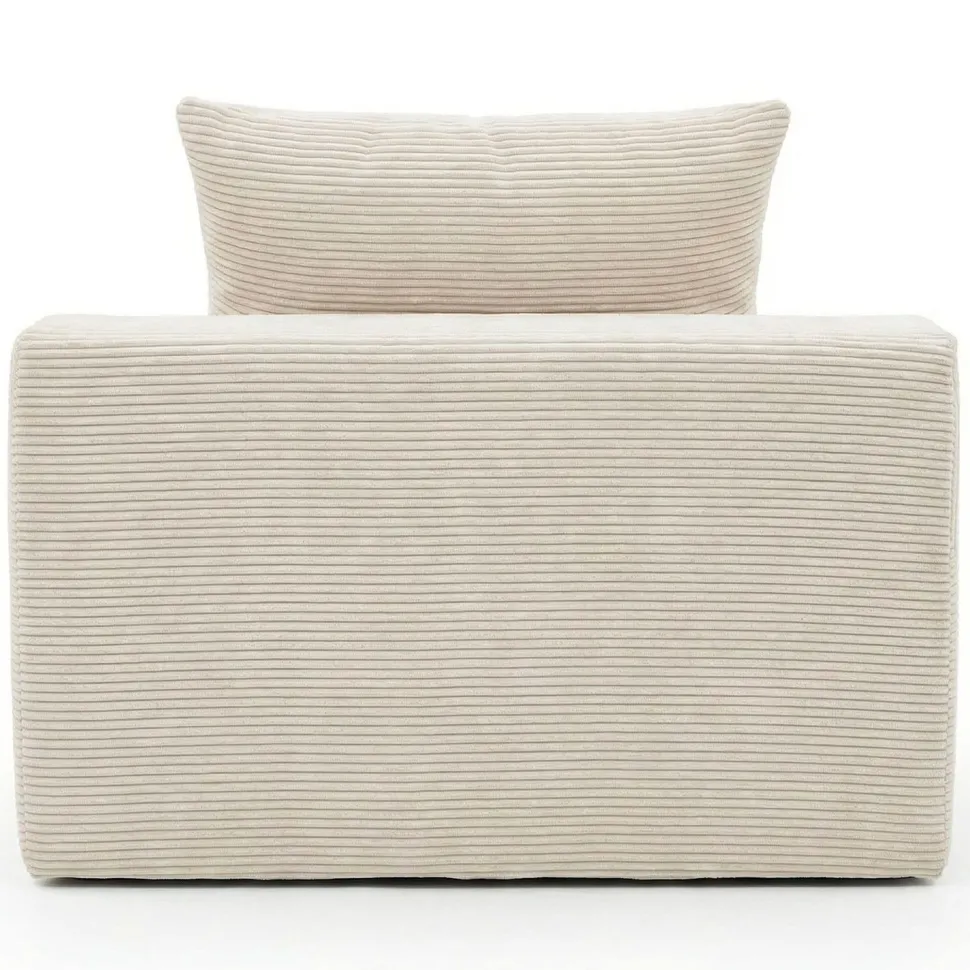 Fauteuil lounge style méridienne Rodin Velours côtelé Beige