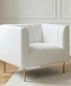 Fauteuil moderne à coutures verticales Sacramento Simili Blanc