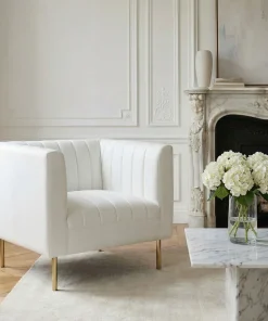 Fauteuil moderne à coutures verticales Sacramento Simili Blanc