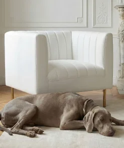 Fauteuil moderne à coutures verticales Sacramento Simili Blanc