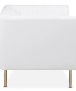 Fauteuil moderne à coutures verticales Sacramento Simili Blanc