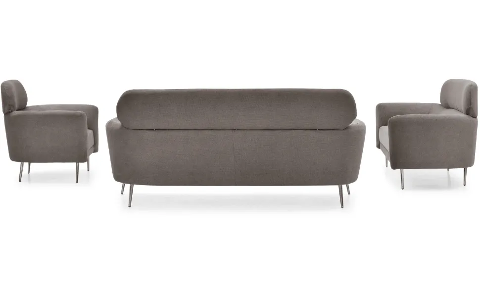 Fauteuil moderne avec haut dossier Damigal Tissu doux Gris taupe