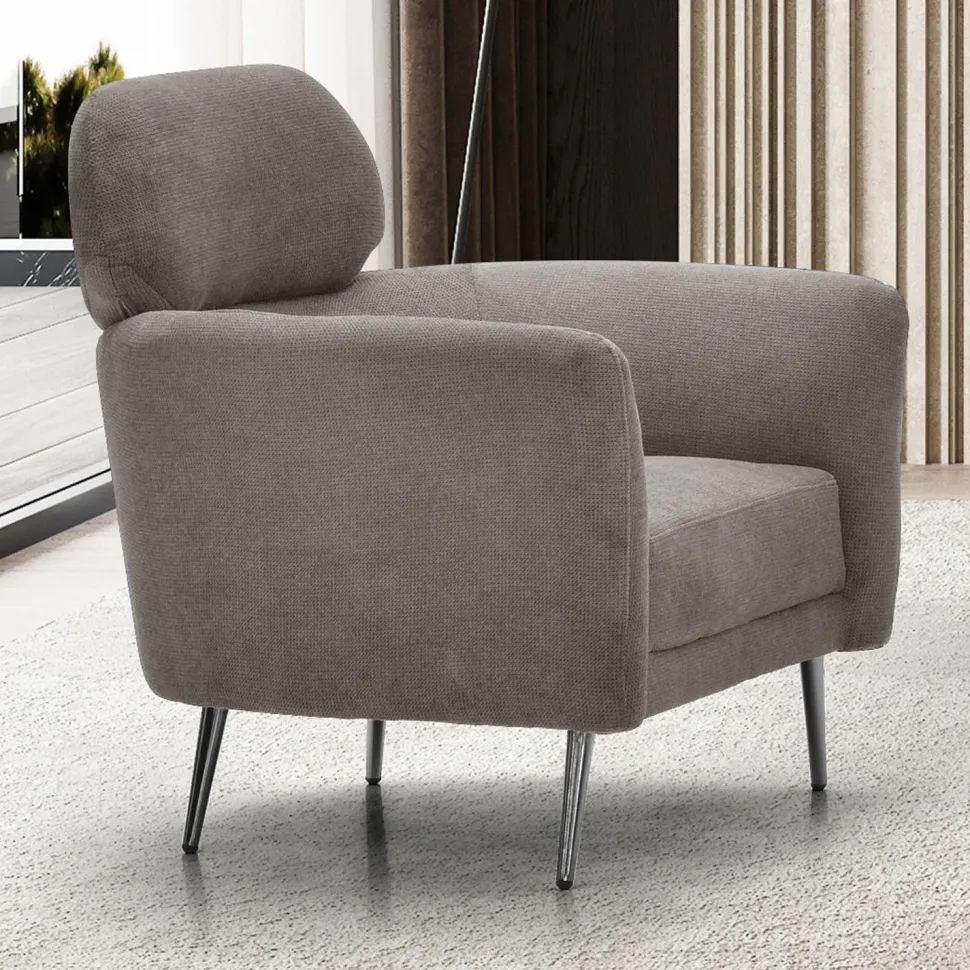 Fauteuil moderne avec haut dossier Damigal Tissu doux Gris taupe