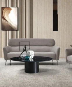 Fauteuil moderne avec haut dossier Damigal Tissu doux Gris taupe