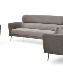 Fauteuil moderne avec haut dossier Damigal Tissu doux Gris taupe