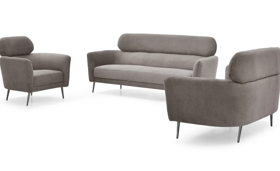 Fauteuil moderne avec haut dossier Damigal Tissu doux Gris taupe