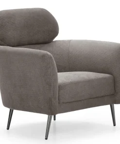 Fauteuil moderne avec haut dossier Damigal Tissu doux Gris taupe