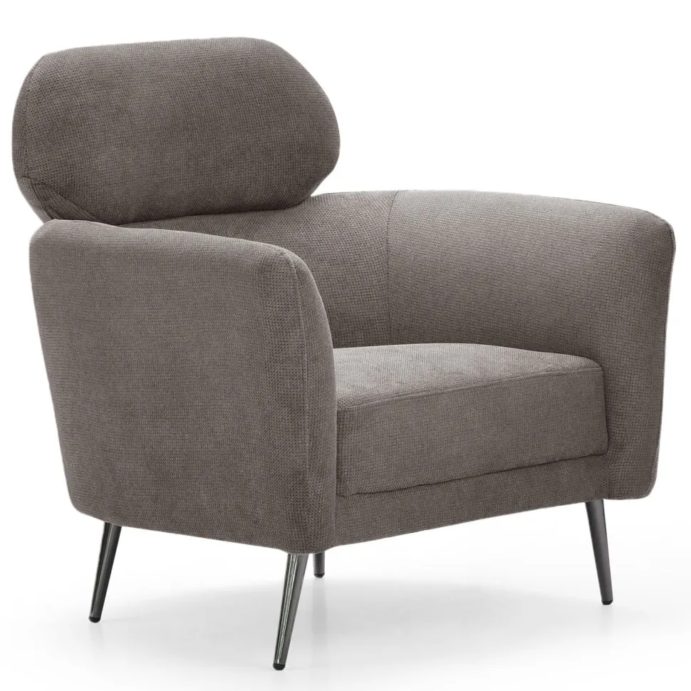 Fauteuil moderne avec haut dossier Damigal Tissu doux Gris taupe
