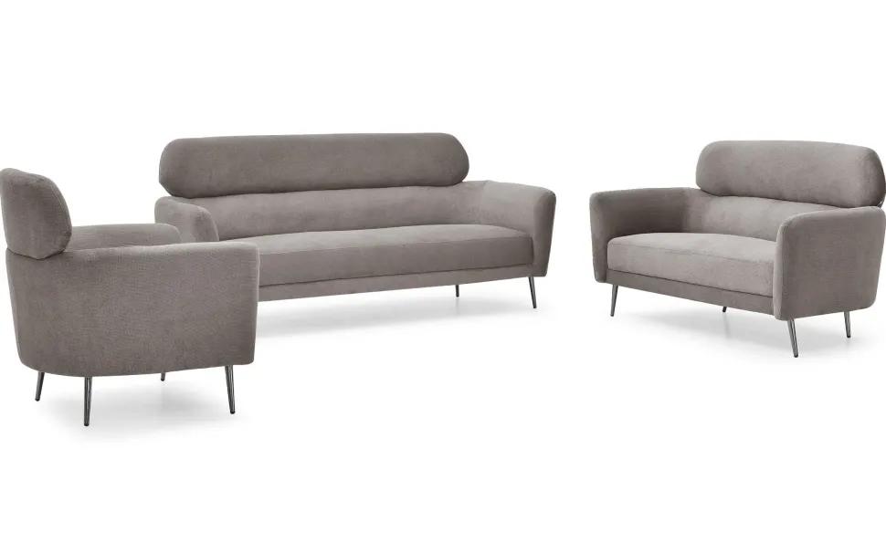 Fauteuil moderne avec haut dossier Damigal Tissu doux Gris taupe