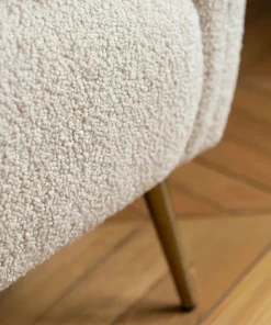 Fauteuil moderne Bombaro pieds métal doré et Tissu bouclette Beige