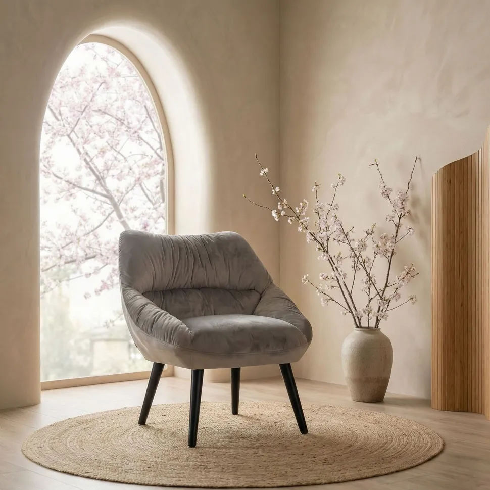 Fauteuil moderne et confortable Patrick Velours Gris