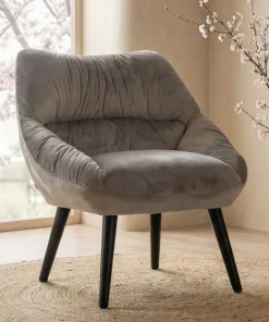Fauteuil moderne et confortable Patrick Velours Gris