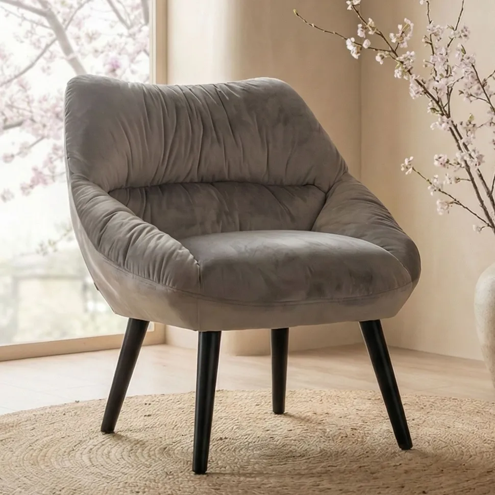 Fauteuil moderne et confortable Patrick Velours Gris