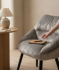 Fauteuil moderne et confortable Patrick Velours Gris