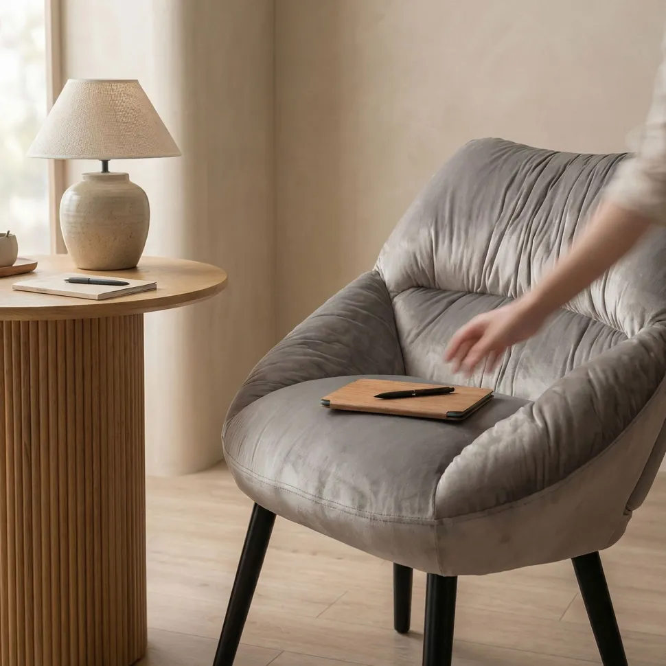 Fauteuil moderne et confortable Patrick Velours Gris