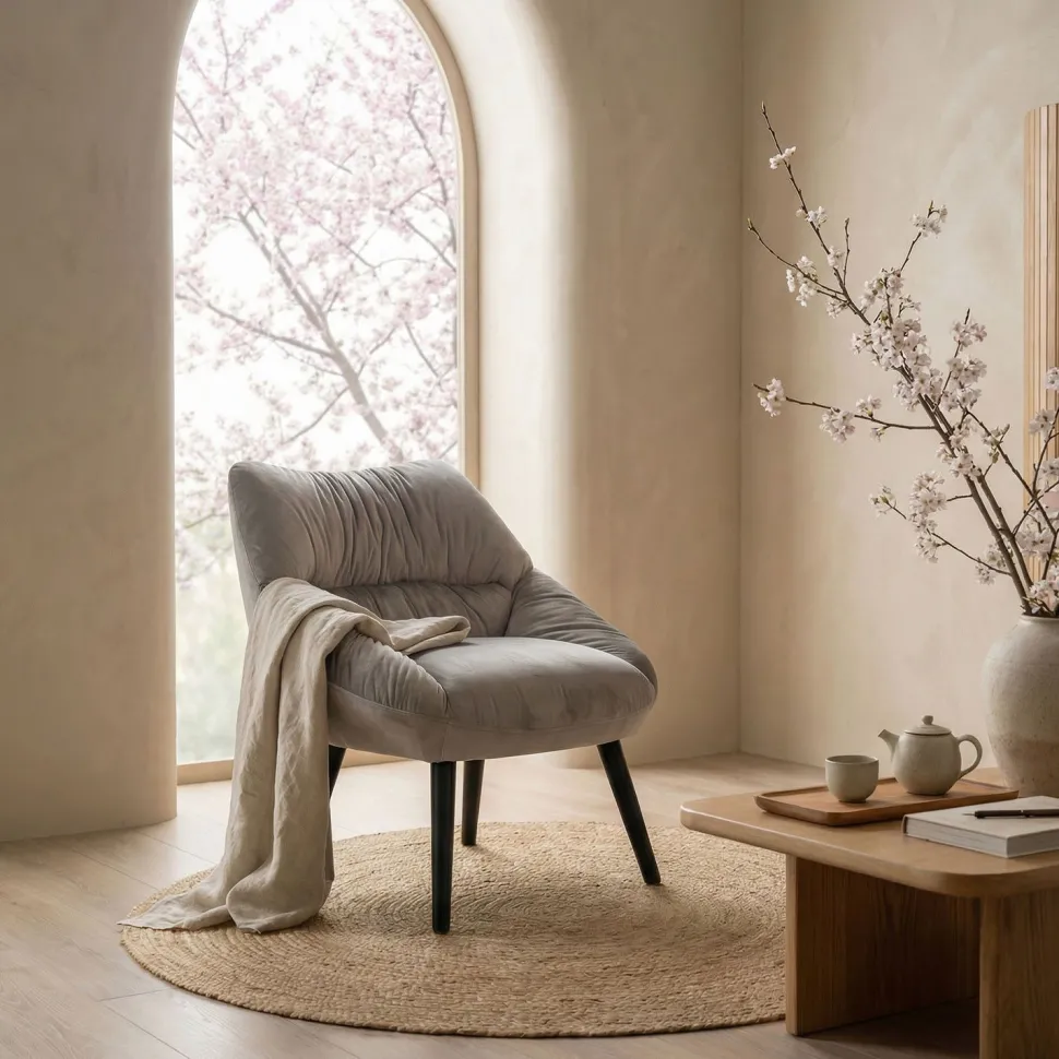Fauteuil moderne et confortable Patrick Velours Gris