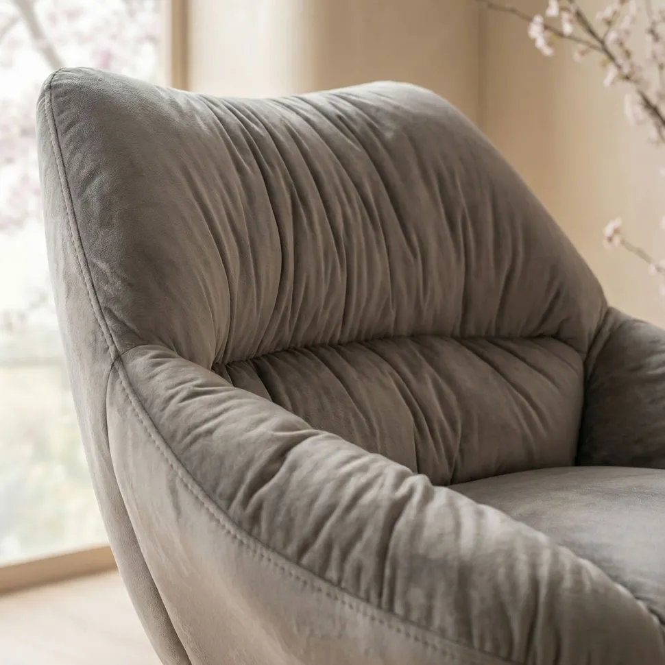 Fauteuil moderne et confortable Patrick Velours Gris