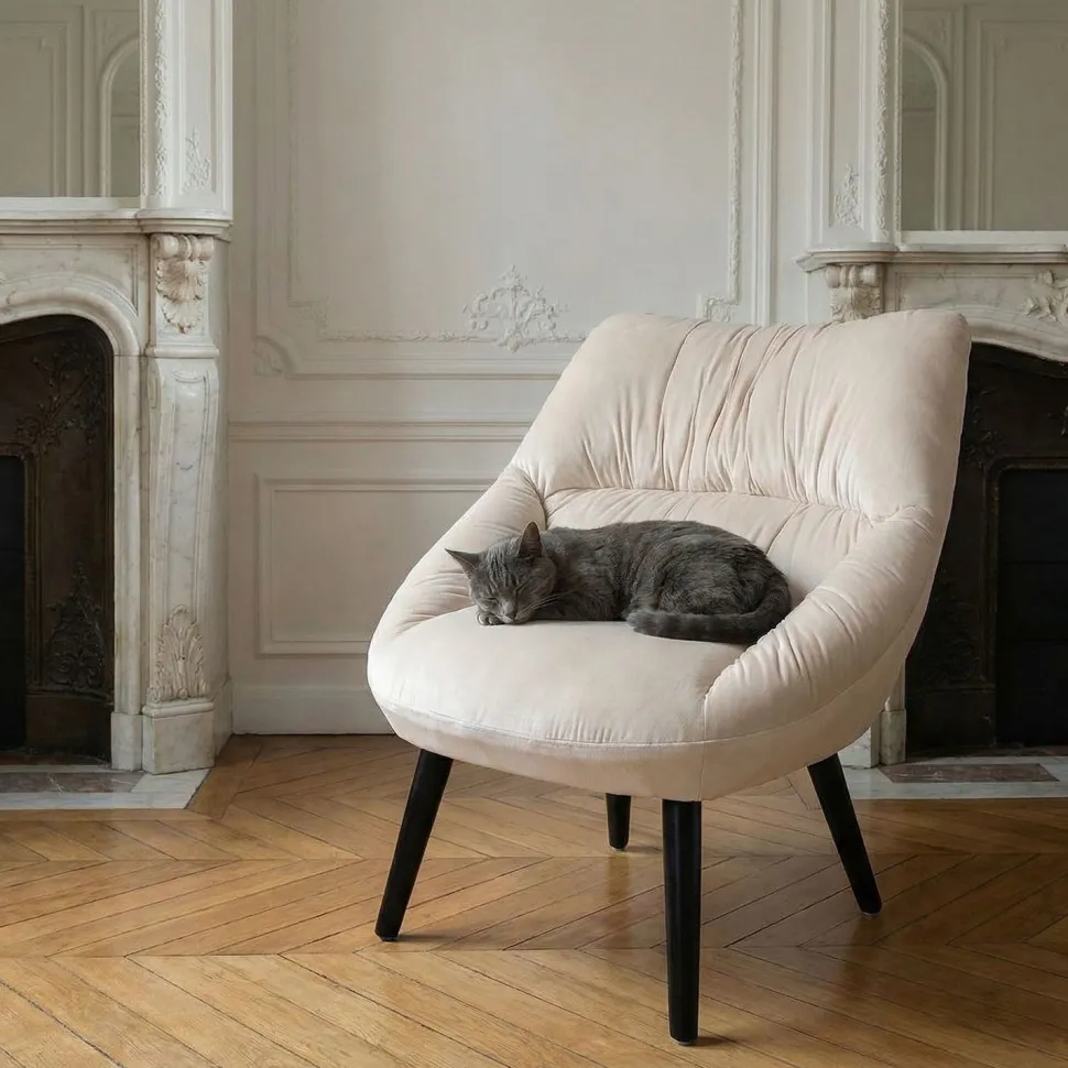 Fauteuil moderne et confortable Patrick Velours Beige