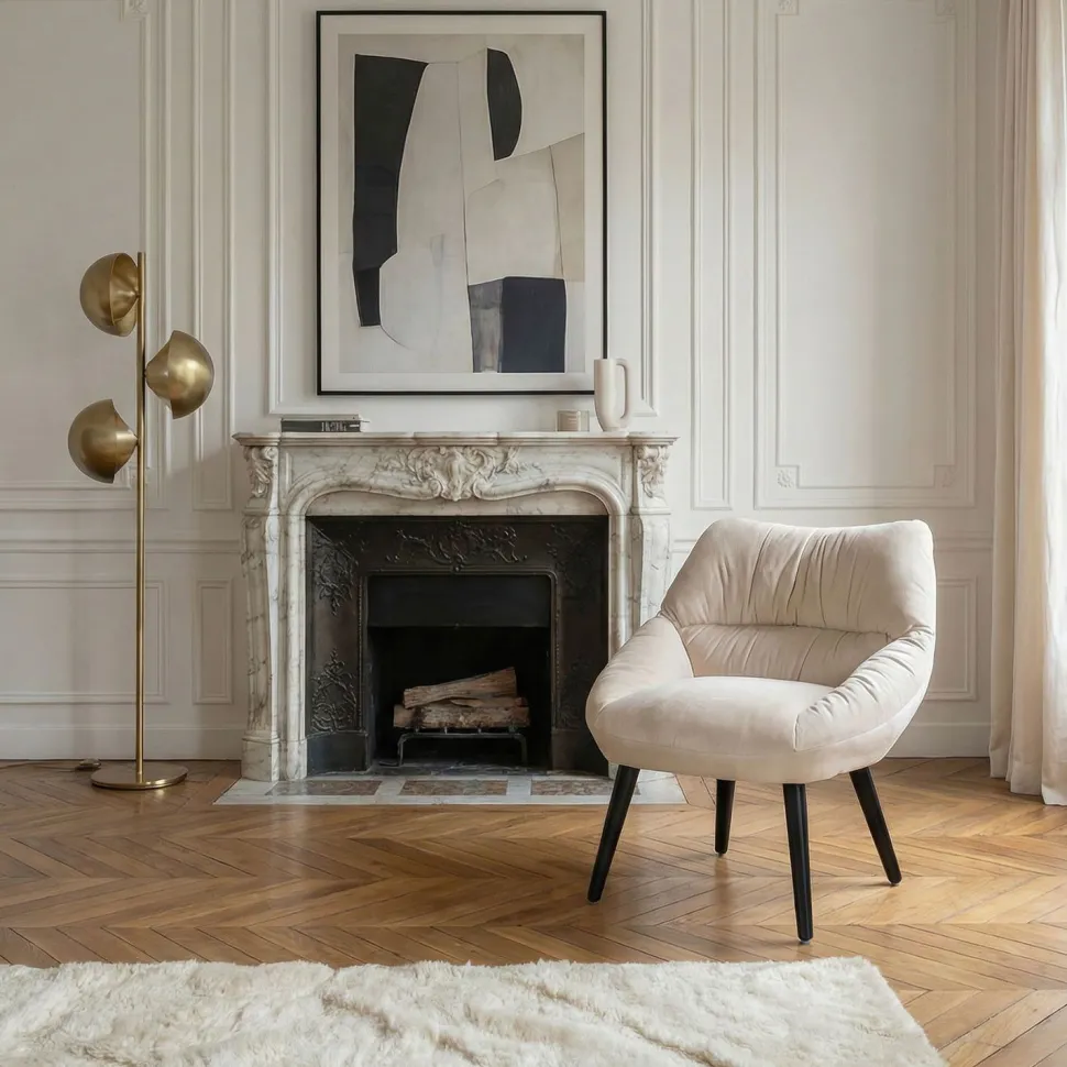 Fauteuil moderne et confortable Patrick Velours Beige