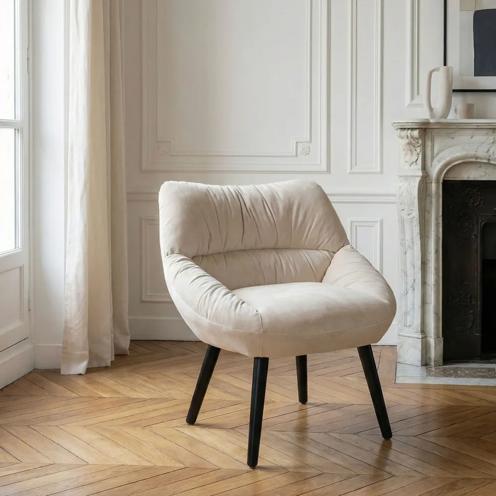 Fauteuil moderne et confortable Patrick Velours Beige