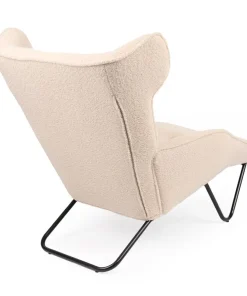 Fauteuil méridienne style bergère relax Shirley Tissu bouclette Beige