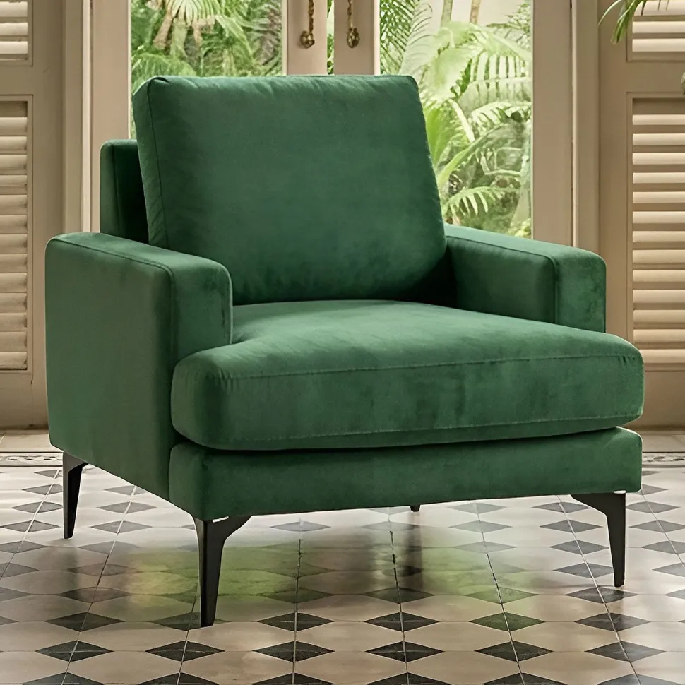Fauteuil Narchis Velours Vert