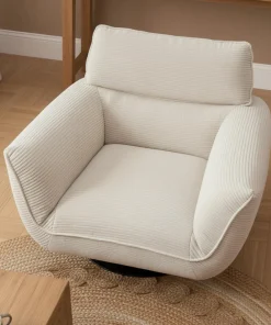 Fauteuil pivotant moderne avec dossier réglable Ghislain Velours côtelé Crème