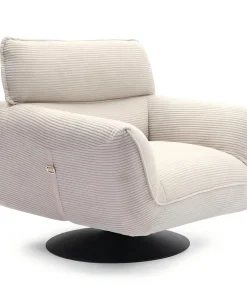 Fauteuil pivotant moderne avec dossier réglable Ghislain Velours côtelé Crème