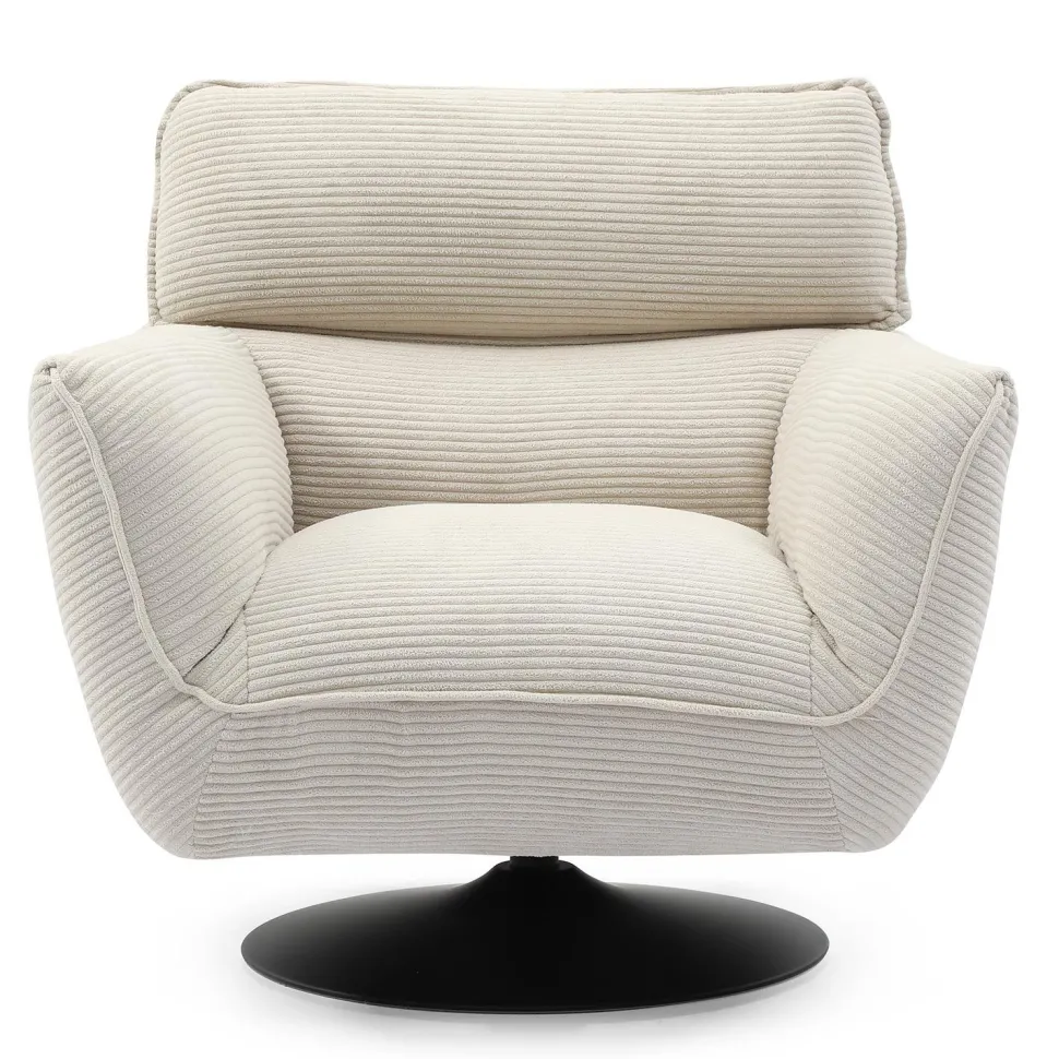 Fauteuil pivotant moderne avec dossier réglable Ghislain Velours côtelé Crème