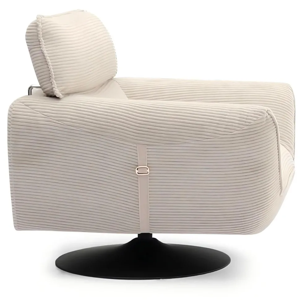 Fauteuil pivotant moderne avec dossier réglable Ghislain Velours côtelé Crème