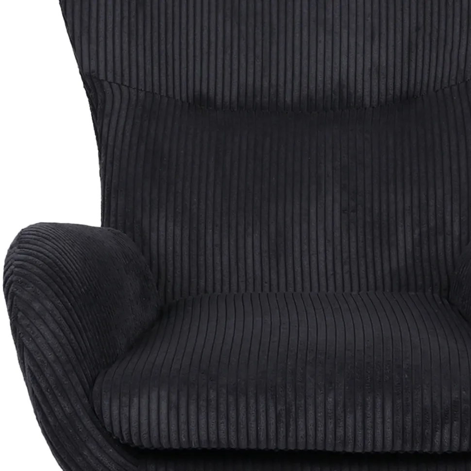 Fauteuil pivotant style bergère Arthuro Velours côtelé Noir