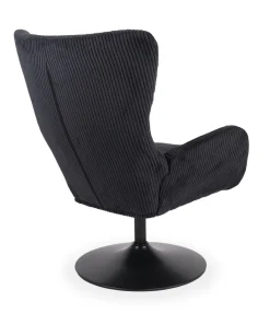 Fauteuil pivotant style bergère Arthuro Velours côtelé Noir