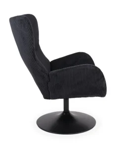 Fauteuil pivotant style bergère Arthuro Velours côtelé Noir