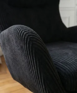 Fauteuil pivotant style bergère Arthuro Velours côtelé Noir
