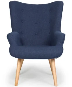 Fauteuil scandinave + pouf Lylou Tissu Bleu