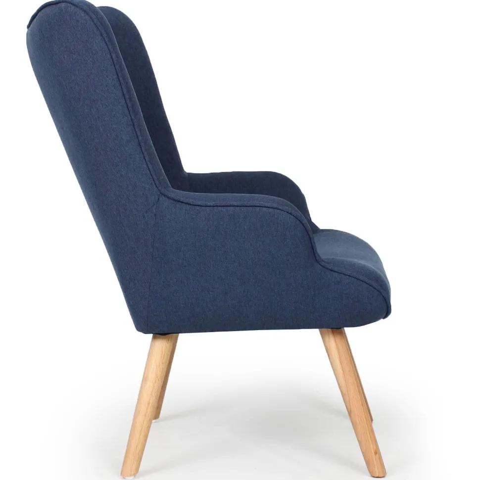 Fauteuil scandinave + pouf Lylou Tissu Bleu